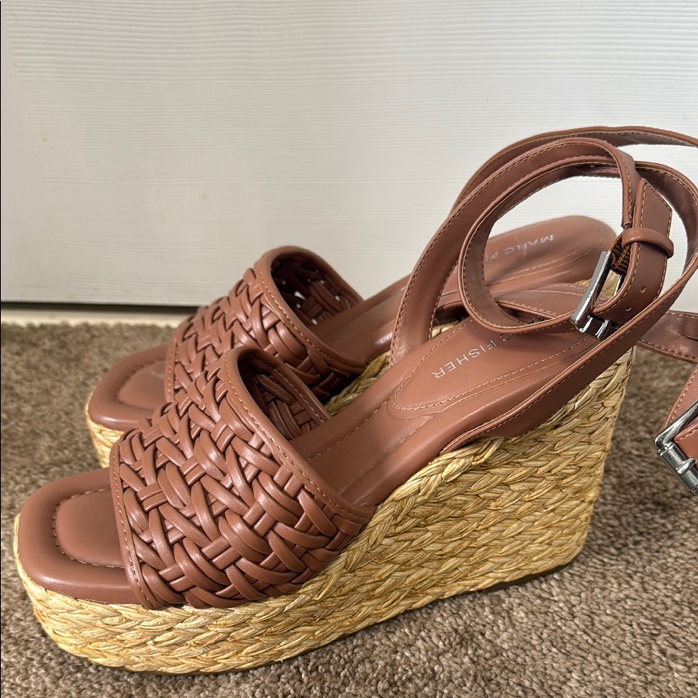 Brown Woven Wedge Sandals